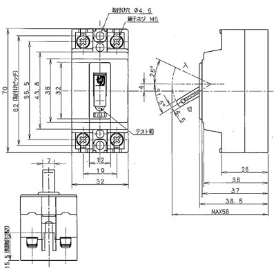 BJS2031N パナソニック 小形漏電ブレーカ AB型 30AF 2P1E 20A 30mA