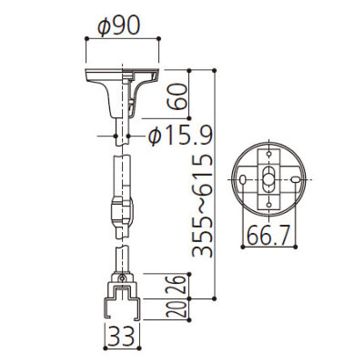 DH0286 パナソニック パイプ吊り伸縮ハンガー 355～615mm ブラック 4547441512984 あかり電材