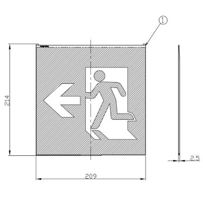 TOSHIBA 東芝誘導灯表示板 避難口 ピクト左向き B級(BL/BH形兼用) ET-20701 || LED誘導灯用表示パネル 東芝 B級・BL形/BH形(20形A